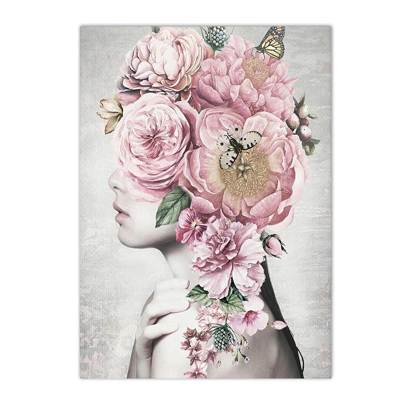 

Мода Женщины Голова Цветок Настенный Арт Плакат Бабочка Художественные Принты Сексуальные Девушки Холст Картина Современные Картины Гостиная Домашний Декор Без Рамки 21*30cm No Frame