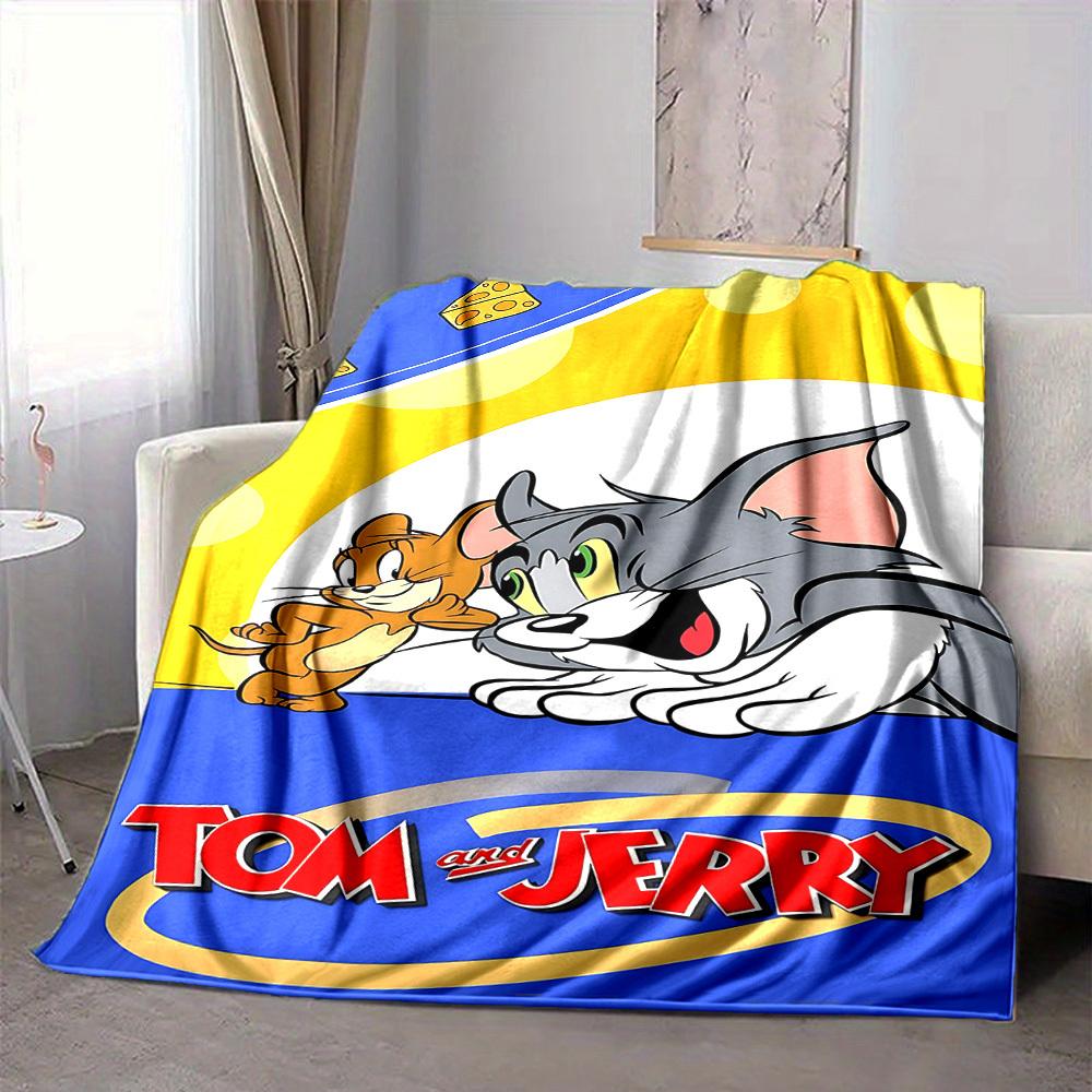 1pc Tom Jerry Flannel Throw Blanket - Lightweight Soft Warm All-Season Blanket for Sofa, Bed, Travel, Camping  L1029129 80x120cm