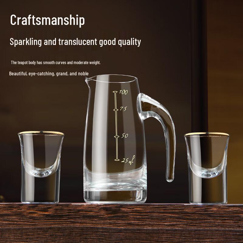 Handmade Lead-Free Crystal Glass Chinese Liquor Decanter & Cup Set