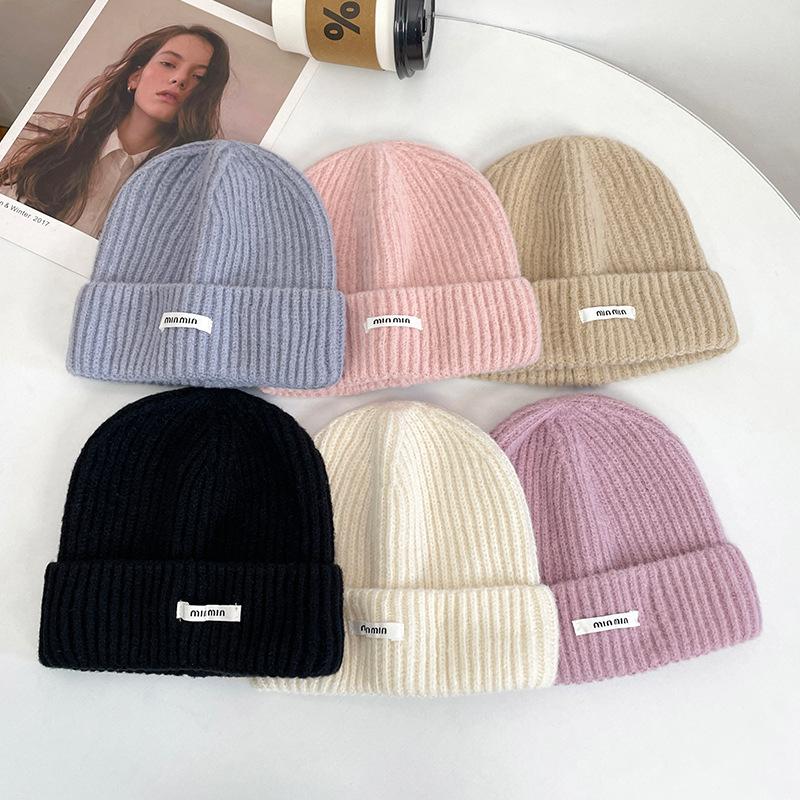Autumn and Winter Hats for Women Korean Version Versatile Student Knitted Hats Outdoor Warm Pullover Hats Ear Protection Woolen Hats