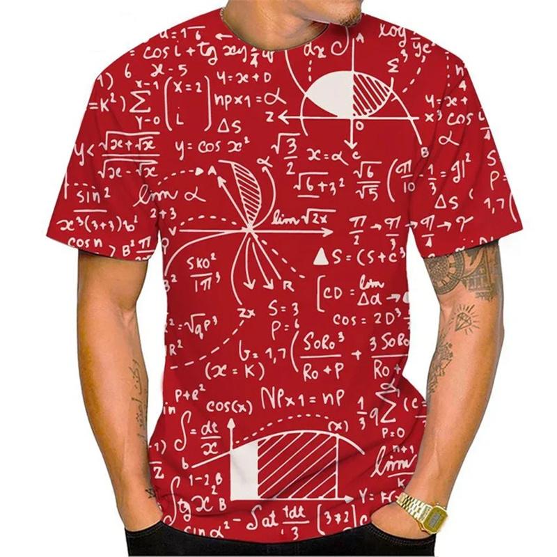 3D Printed Mathematical Formula T-Shirt For Men Equation Pattern T Shirts Summer Casual Unisex Short Sleeve Tops Round Neck Tees