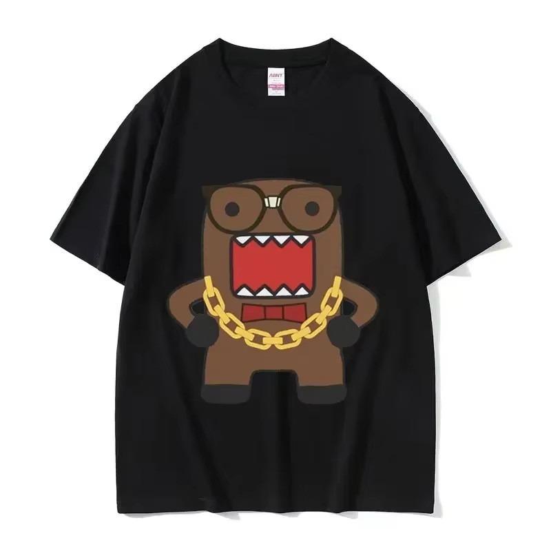 Epic Face Domo Kun European and American Fun and Funny Emoji Pattern Trendy Brand Short-sleeved T-shirt for Men and Women Tops