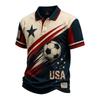 USA Printed Short Sleeve Button Shirt - Patriotic Soccer for Casual Wear