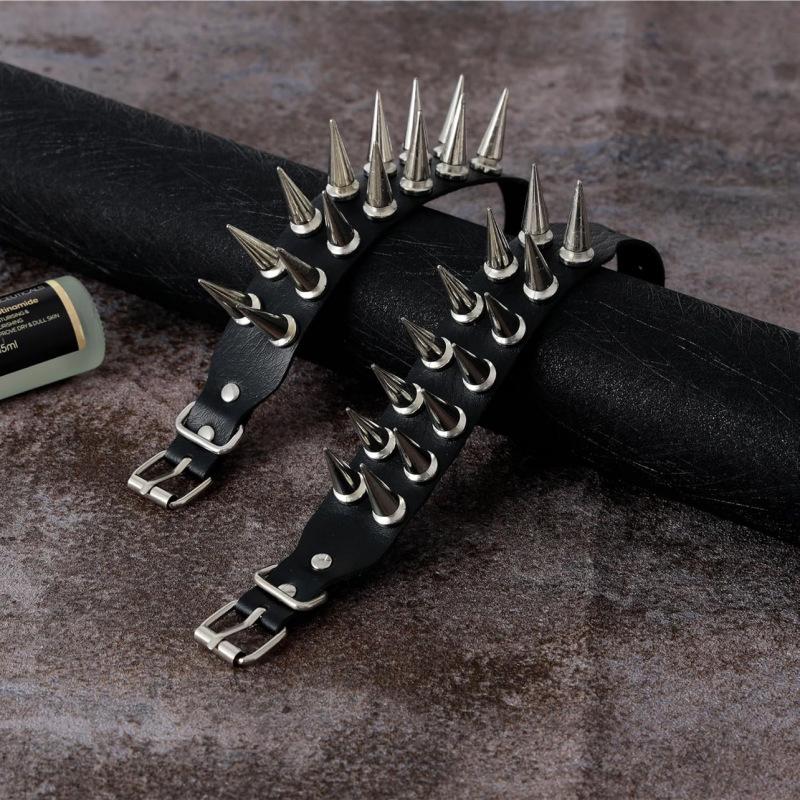 1 Set Punk Bracelets For Men Women Punk Gothic Spike Rivets Pu Leather Bracelet Bangles Hip Hop Party Jewelry Gift