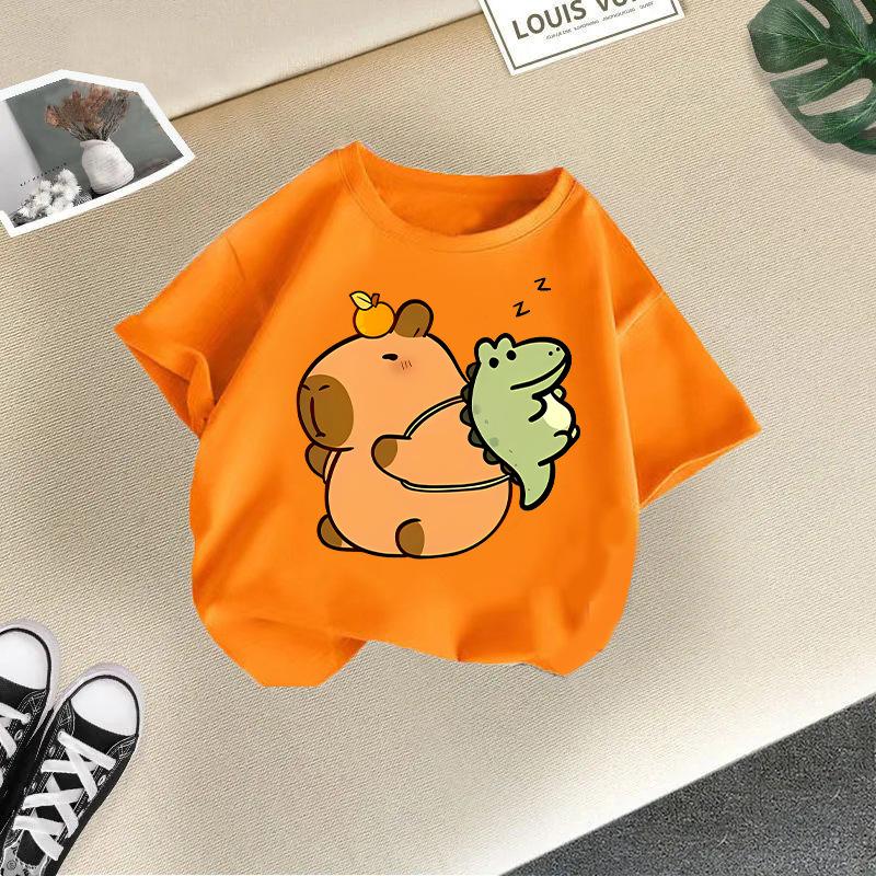 Children's Casual Short-sleeved T-shirt - Summer Boys' And Girls' Loose Capri Ballo T-shirt
