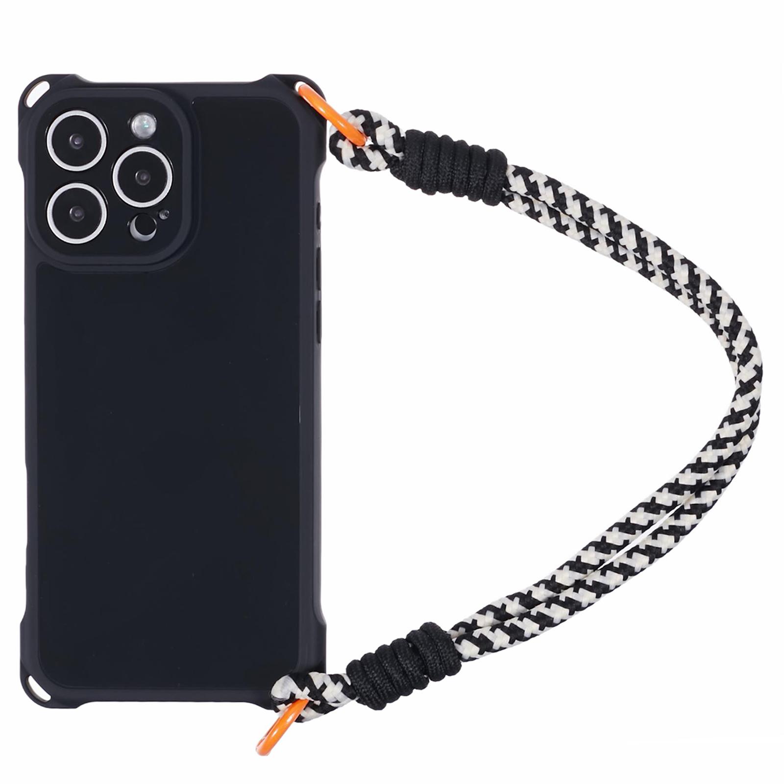 

For iPhone 16 Pro Case Reinforced Corner Shockproof TPU Phone Cover with Wrist Strap Black