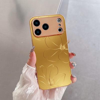 Funda de Vidrio Dorada Galvanizada de Lujo para iPhone 17/16 Pro/13/14/Xs Max