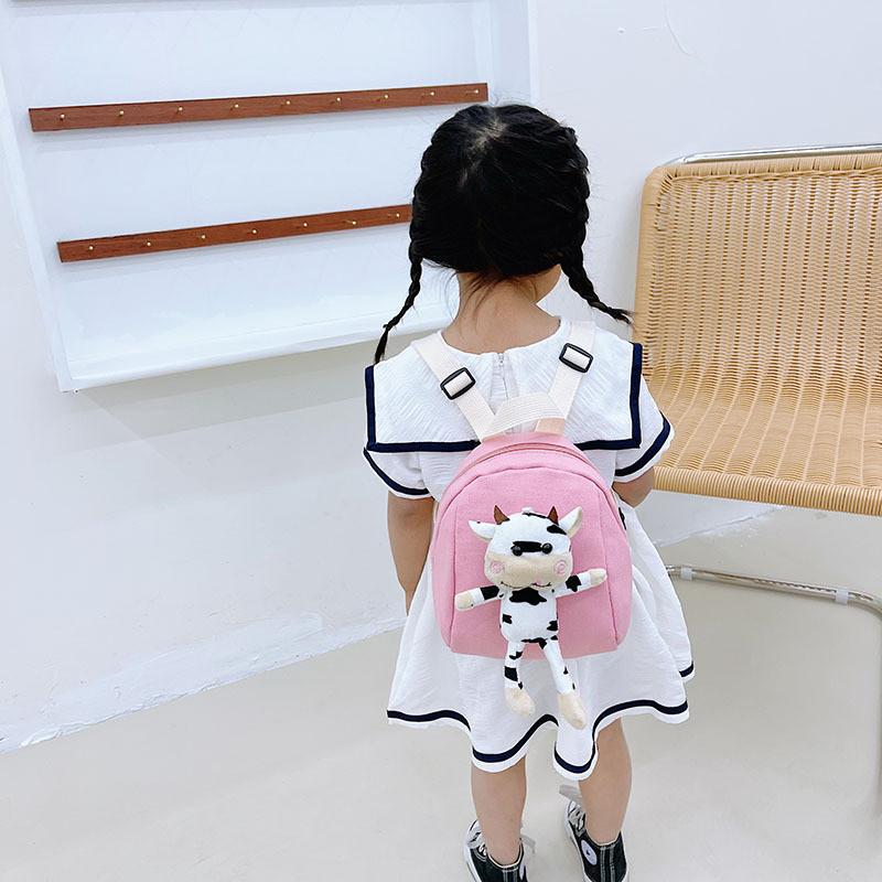 Adorable Cartoon Cow Children's Backpack Soft Durable Mini Backpack For Boys And Girls