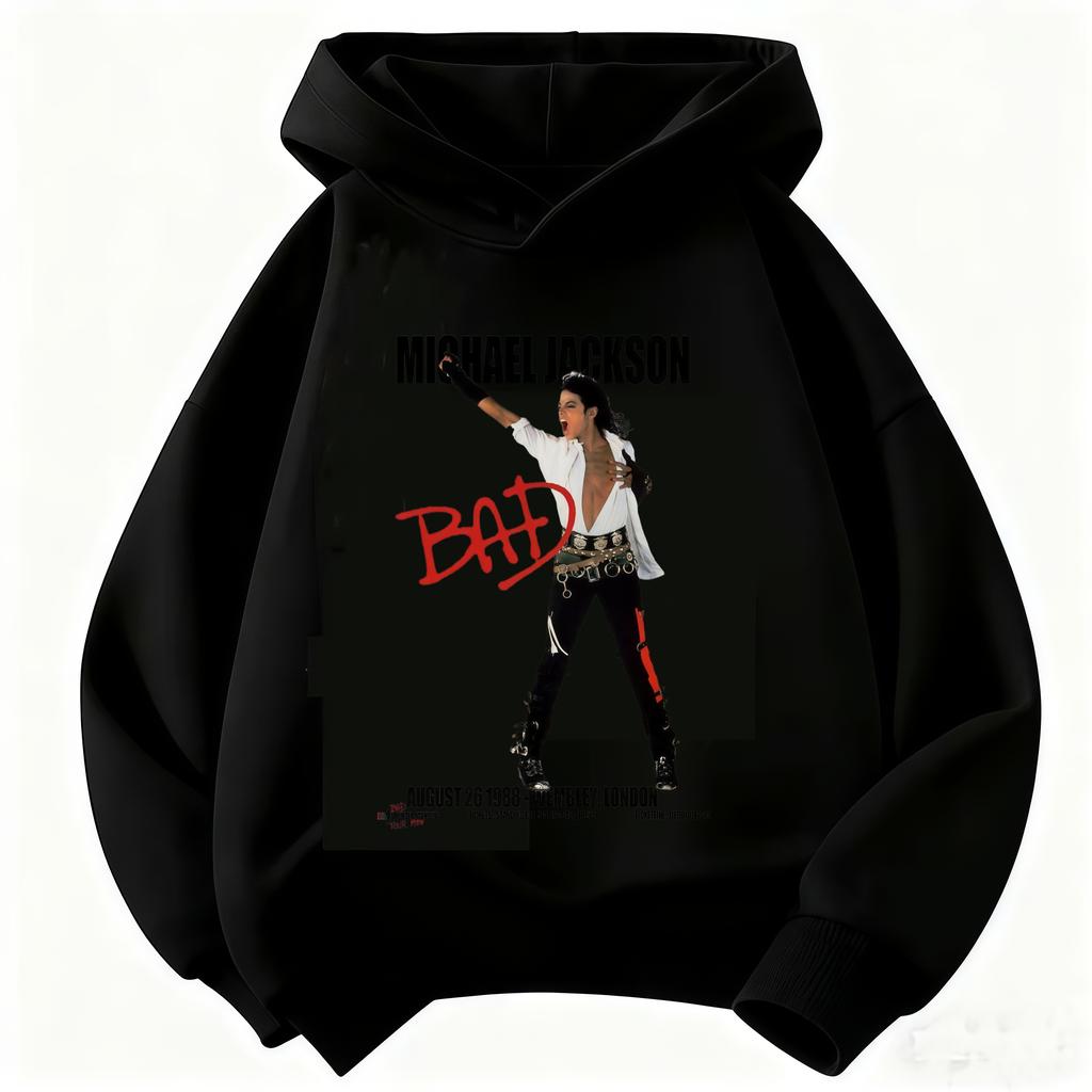 Children Hooded Sweatshirt Michael Jackson BAD Album Character Print Pullover Polyester Kids Boys Girls Casual Fashion Hoodie