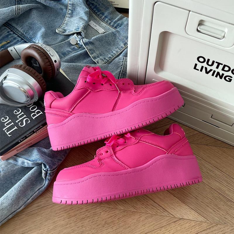 

Spring and summer new orange yellow platform casual lace-up board shoes women s college style round head versatile height-increasing shoes 35