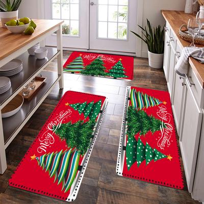 1Pcs Anti Fadiga Tapete de Cozinha Festivo Natal Impermeável Antiderrapante Grosso Acolchoado Tapete de Cozinha Resistente Conforto Tapete de Pé para Cozinha