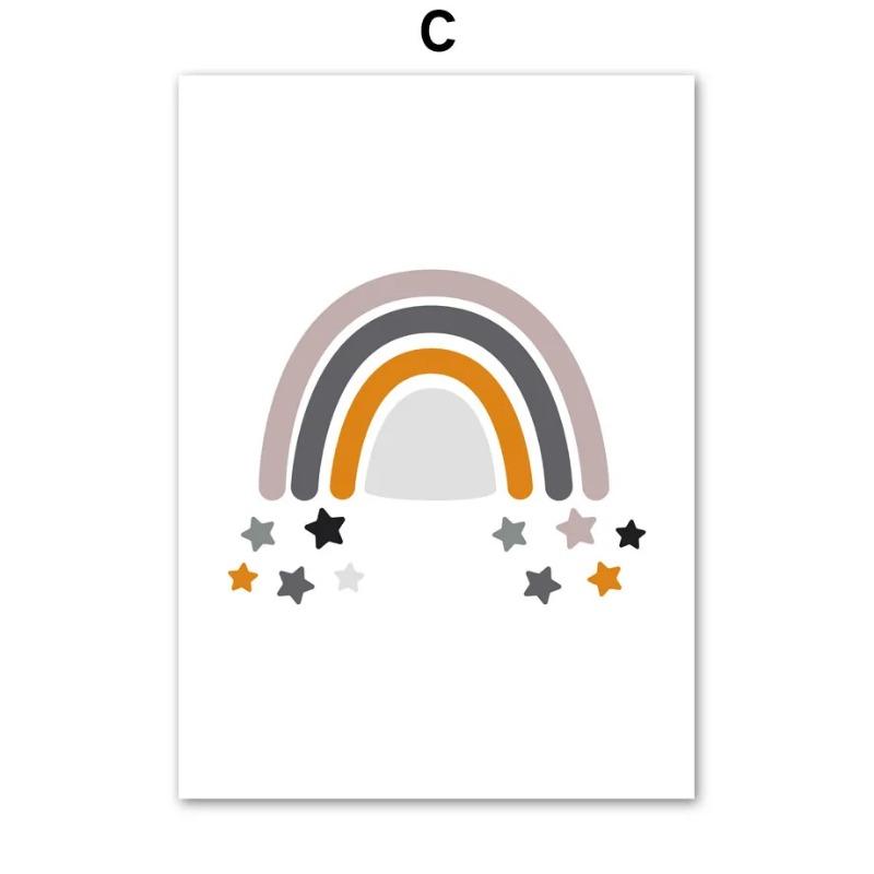 Rainbow Clouds Bear Rabbit Education Number Wall Art Canvas Painting Posters And Prints Wall Pictures For Baby Kids Room Decor