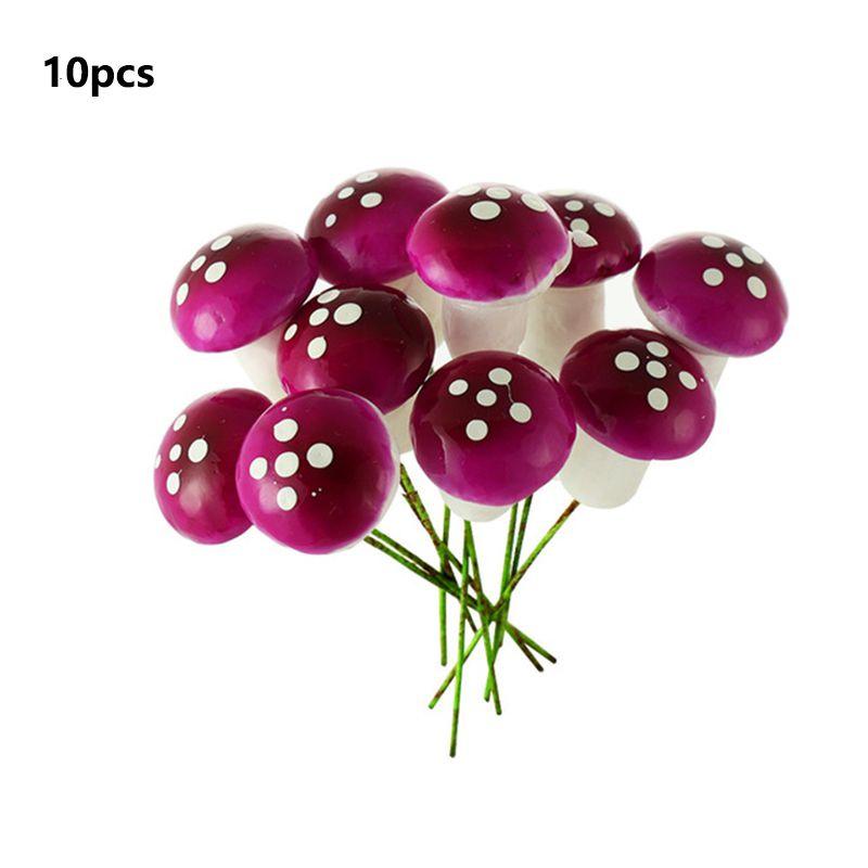 

Exquisite Handicraft Miniature Colorful Mushroom Ornaments For Fairy Gardens Purple(10pcs)