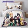 Demon Slayer Anime Pattern Bedding Quilt Set Quilt Cover Pillowcase Home Birthday Gift(1 * duvet cover + 2 * pillowcase, without core)