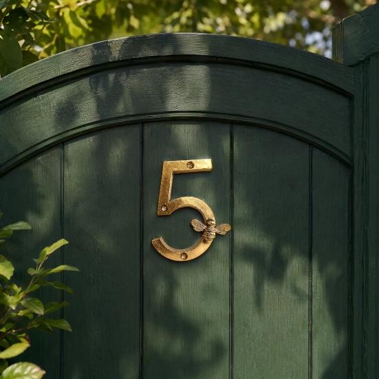 Bee House Number for Outside, Weather-proof Alloy Floating Address Numbers, Metal Number Sign for Door, Mailbox, Wall, Yard