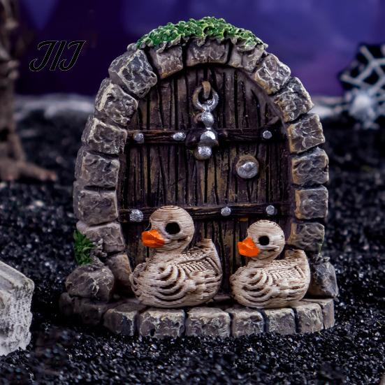 Creative Resin Sculpture Mini Skeleton Duck Figurines, Halloween Tiny Figures, Spooky Dark Decor Accessories Miniature Bone Statue for Graveyard
