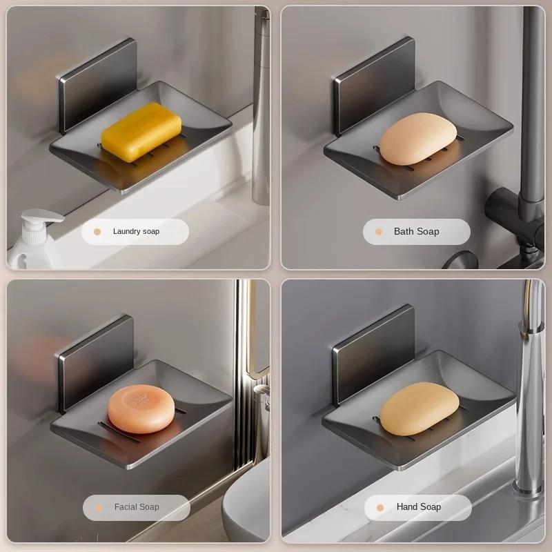 Soap dishes wall mounted Bathroom soap holder Punch-free toilet soap box Space aluminum storage rack Bathroom accessories