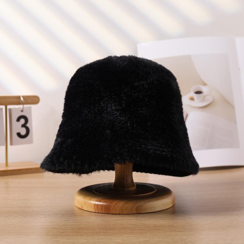 

Шляпа женская осенне-зимняя панама плюшевая норковая панама большой окружности головы шляпа-таз зимняя с высоким чувством леди Average Size (54-60cm)