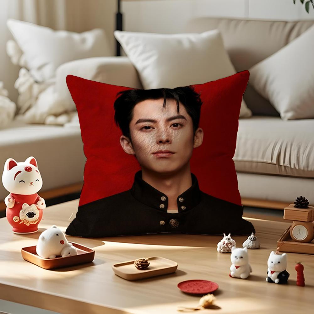 Dylan Wang Chinese Actor Cushion Cover Anti-Dustmite Pillowcase Invisible Zipper Silky Short Plush Sofa Cushion Cover