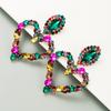 Fashion Boho Colorful Heart Crystal Earrings For Women  New Rhinestone Statement Heart Stars Drop Earrings Bijoux