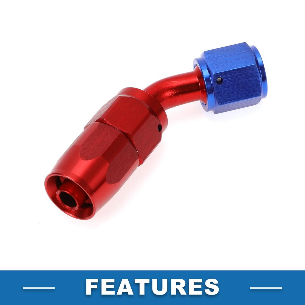 A ABSOPRO Female Flare Reducer Hose Fitting Adapter TF-1001-AN6 45° Fuel Line Connector with Aluminum O-Ring Red, Blue