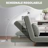 Double Sofa Bed with Adjustable Backrest and 2 Cushions. In Grey Linen-Effect Fabric