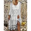 Women Long Sleeve Printed Round Neck Casual Dress