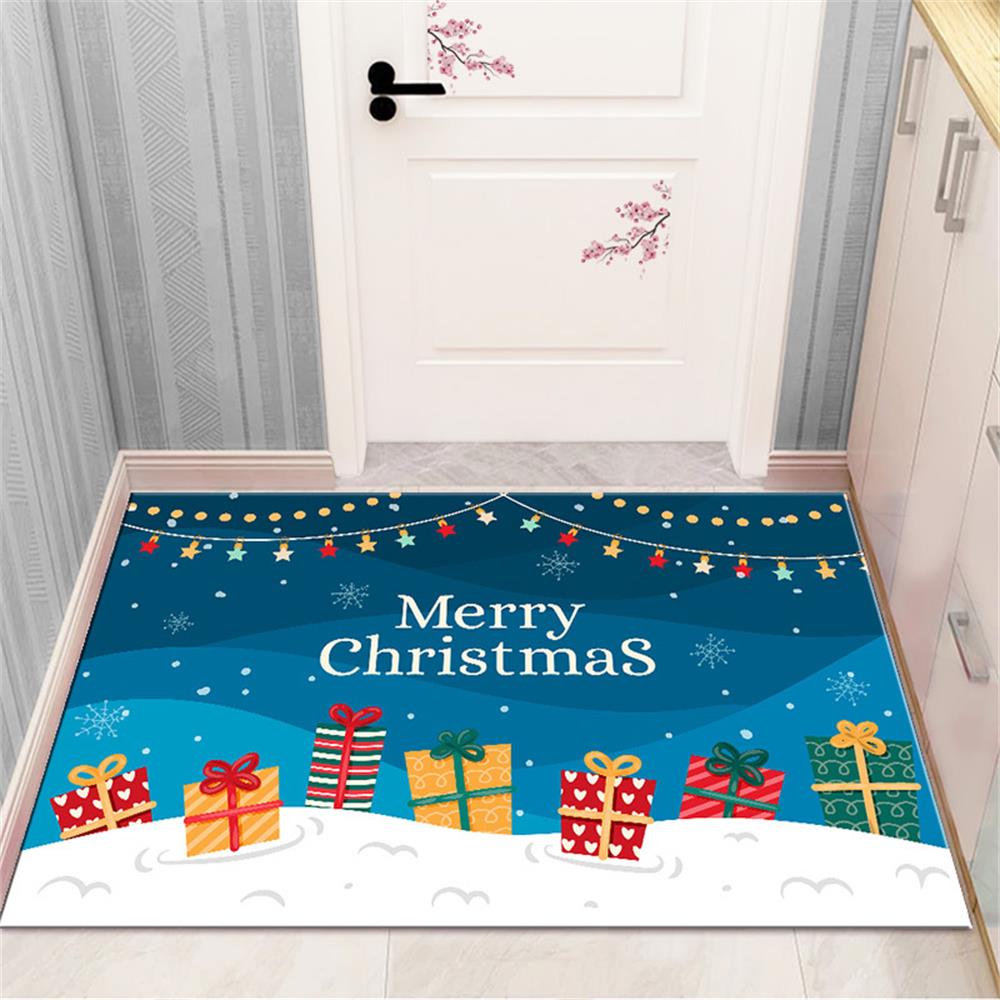Merry Christmas and New Year Home Decoration Entrance Door Mat Balcony Corridor Living Room Bedroom Bathroom Anti-Slip Floor Mat