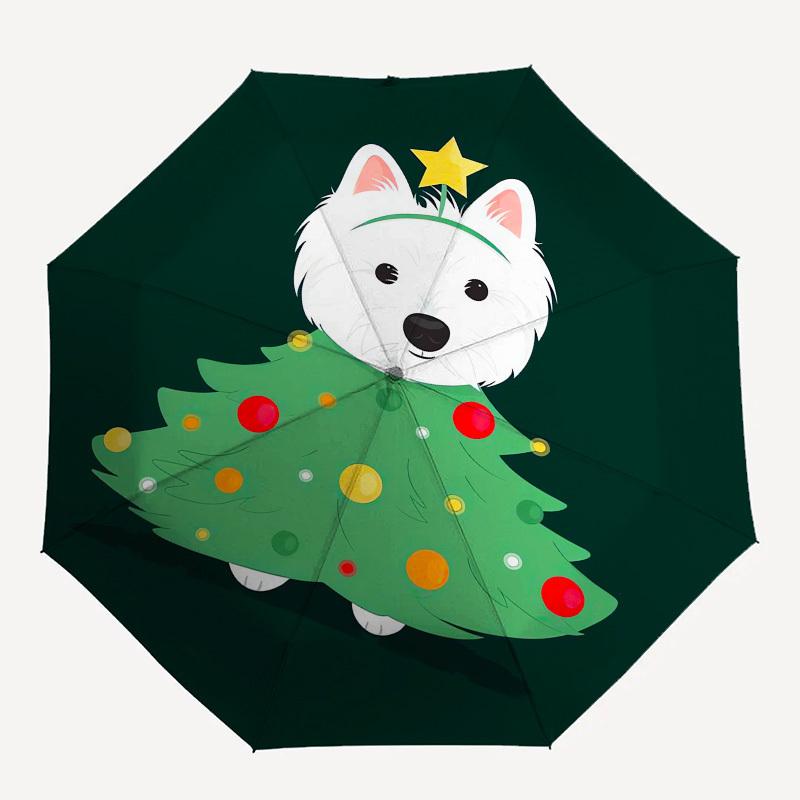 1pc Christmas Tree Dog Umbrella with Plastic Handle,Suitable for All Seasons UmbrellaPT565