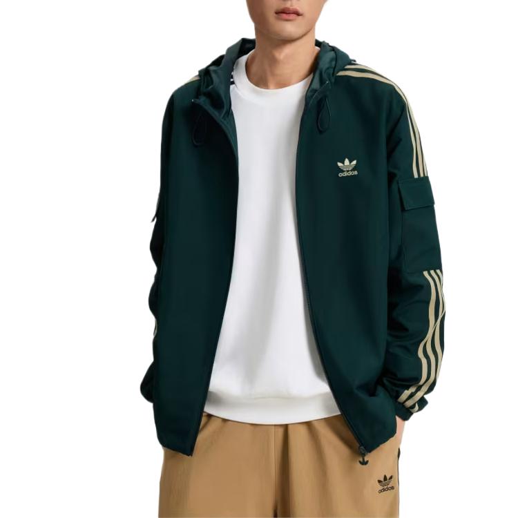 Adidas Originals Tear-Resistant Solid Color Hooded Jacket Unisex Jackets KV8849