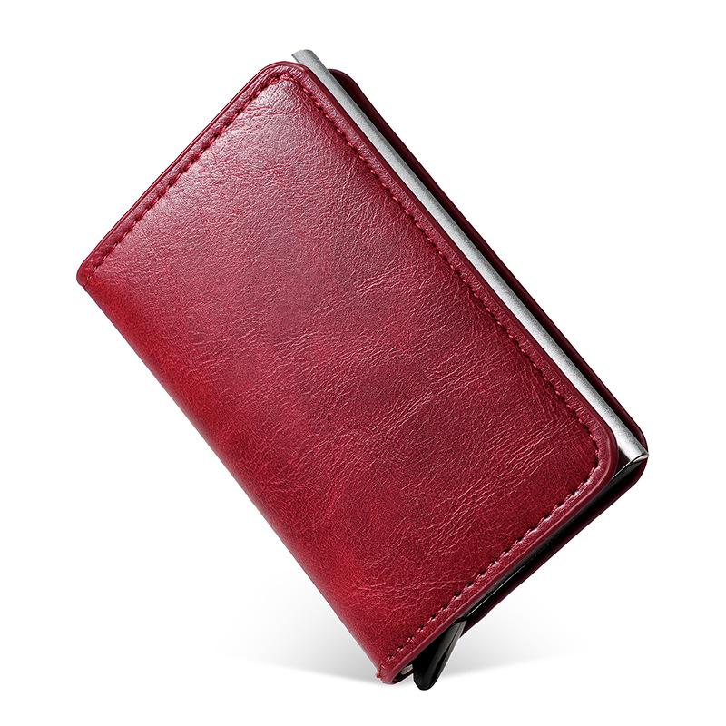 RFID anti-theft brush aluminum box card bag carbon fiber pattern credit card box automatic pop-up card bag multi-card position wallet