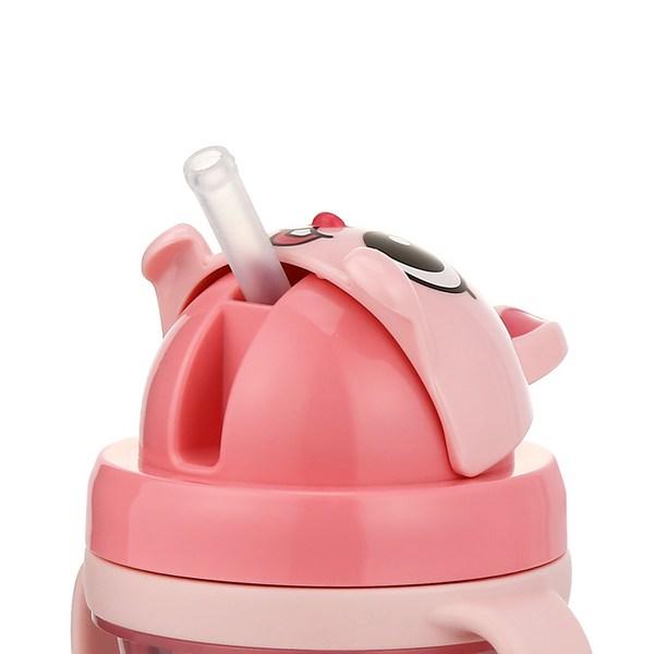 Edison Friends Spill-proof Double Stainless Steel Straw Cup 2 300ml, Rabbit Bunny, 1 Piece