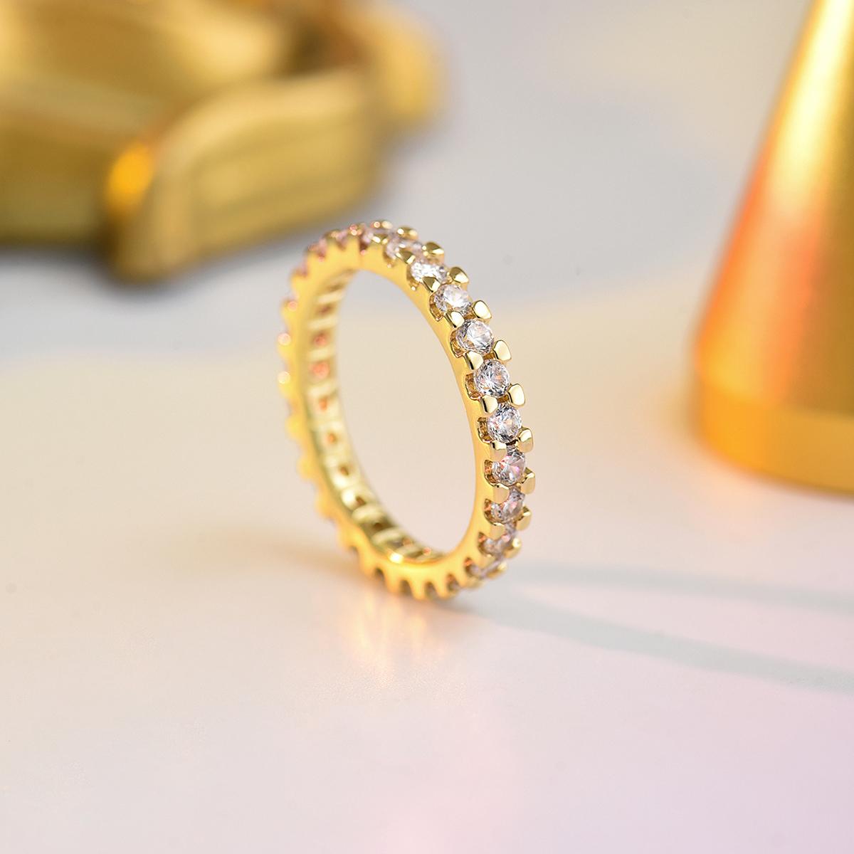 

Dainty Eternity Band Ring Full Pave Round CZ Ring For Women Daily & Bridal Wear All Season