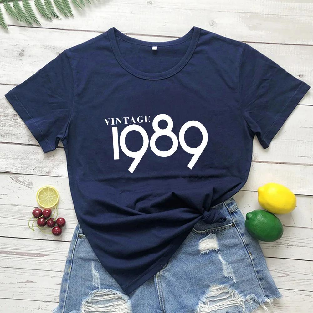 Vintage 1989 Letter Print Women T Shirt Short Sleeve O Neck Loose Women Tshirt Ladies Tee Shirt Clothes Camisetas Mujer