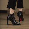 2024 Hot Sale Ladies Shoes Ankle Women's Boots Elegant Modern Boots Women Solid Buckle Zipper Pointed Toe High Heel Female Shoes