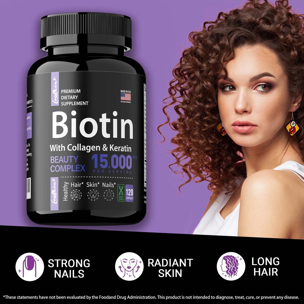 Coolkin Biotin Capsules Are Beneficial for Skin and Hair Health, Suitable for Both Men and Women, and Are Gentle and Easily Absorbed.