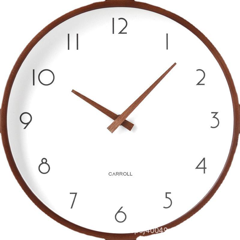 

Modern Minimalist Japanese-Style Solid Wood Silent Wall Clock for Living Room Dark Wood 10