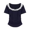 Women's Lace Summer Short Sleeved T-Shirt Top Slim Fitting Garden Collar New
