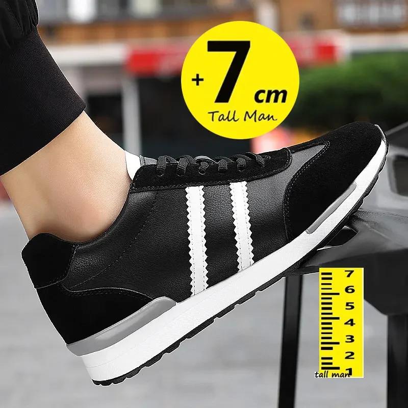 Mode Atmungsaktive Herren Schuhe mit Höhenerhöhung Elevator Sneaker Einlegesohle 7cm weiß schwarz Schuhe für größere Männer Freizeitschuhe Sport Luxus