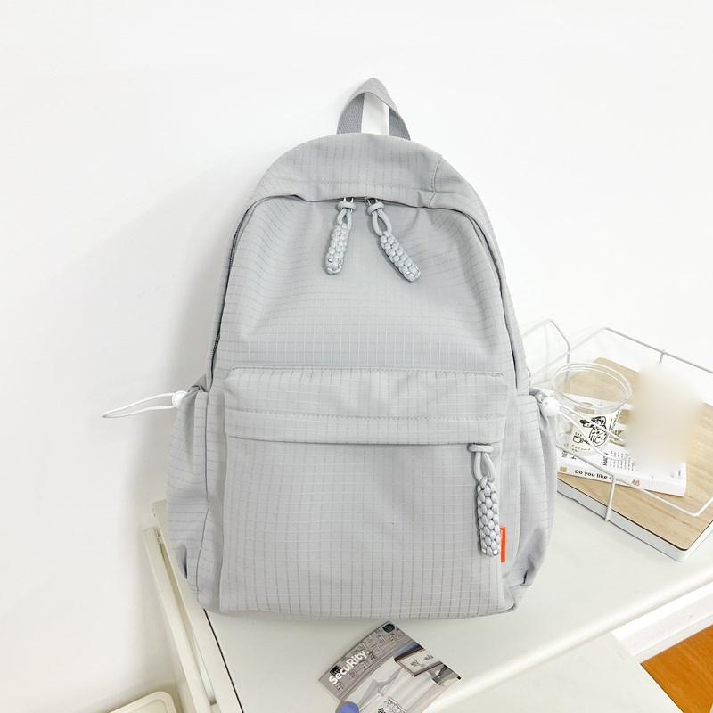 Solid Color Women's Backpack Large Capacity Student School Bag