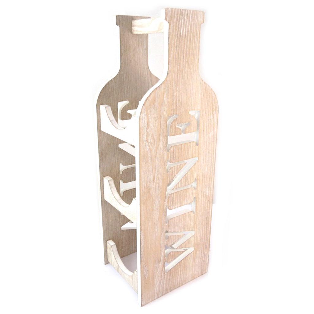 Les Trésors De Lily [P0256] - Porta-garrafas madeira 'Baco' bege (3 Garrafas) - 42x14x13 cm