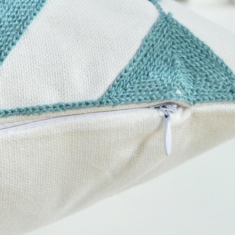 45x45cm Green Blue Geometric Cotton Embroidery Sofa Cushion Cover Home Living Room Pillow Case Bedroom Decoration