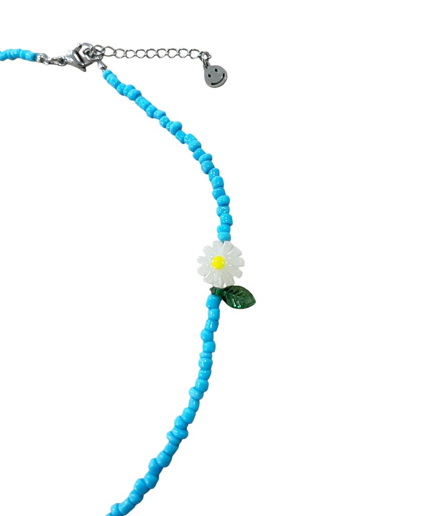 Sk8Er Rock Daisy Beads Necklace ((Light Blue))