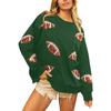 Ladies' Casual And Fashionable Round Neck Top With Ball Print Hooded T-shirt Long Sleeved Sweatshirt