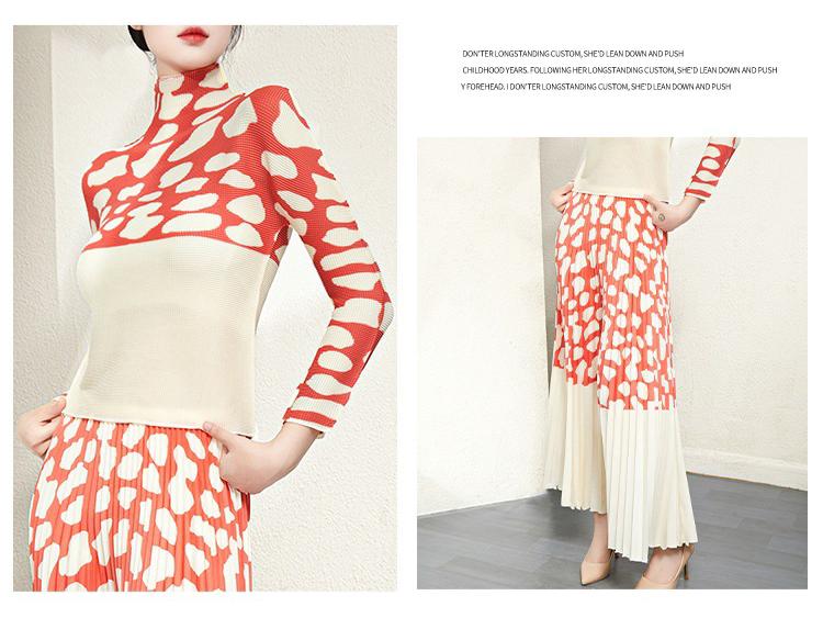 Dámský elastický plisovaný dvoudílný oblek Miyake 2024 - Omlazující, stylová jarní/podzimní móda