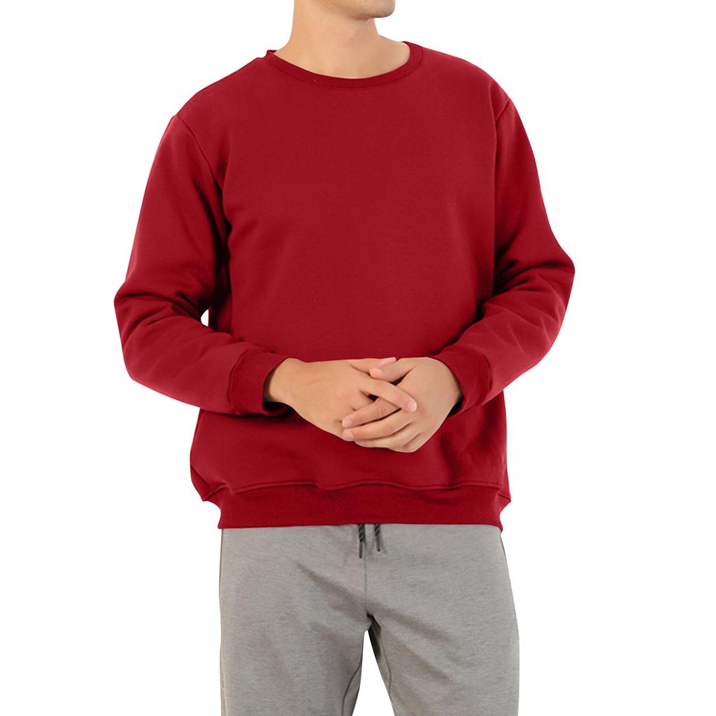 Men's Solid Color Plus Velvet Round Neck Sweatshirt Men's Sports Large Size Casual Round Neck Sweatshirt