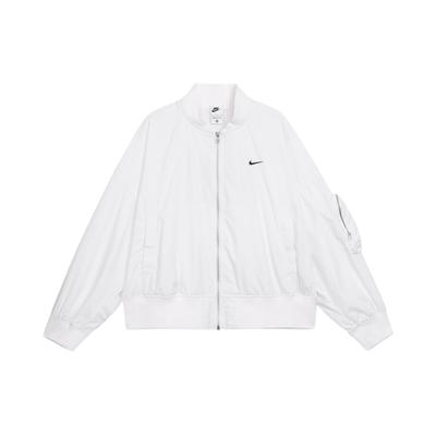 Sportswear Essentials Solid Color Casual Baseball Collar Long Sleeve Jacket Women Jackets White FN2840-100