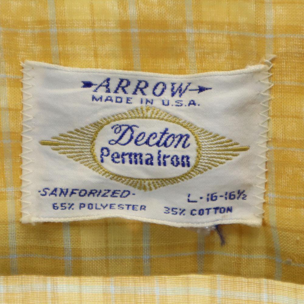 Arrow 60s Vintage Box Silhouette Check Pattern Long Sleeve Open Collar Shirt Men's Used