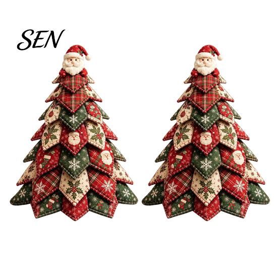 Craft Kits for Home Decor DIY Quilted Fabric Christmas Tree Kit, Vintage Patchwork Sewing Set Festive Projects Holidays Tabletop Decor, Handmade Xmas