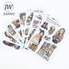 JIANWU Vintage Natural Plant Flower Character Landscape Material Collage Scrapbook Sticker Book Creative DIY Journal Stationery